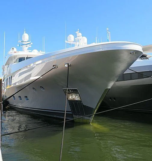 a large white ship in the water aboard CHASSEUR Yacht for Charter