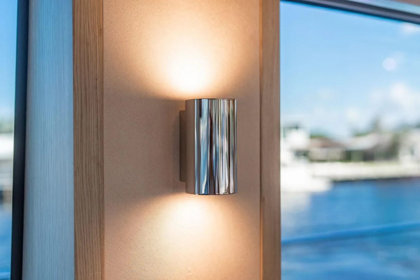 a window with a window aboard PLANE TO SEA Yacht for Sale