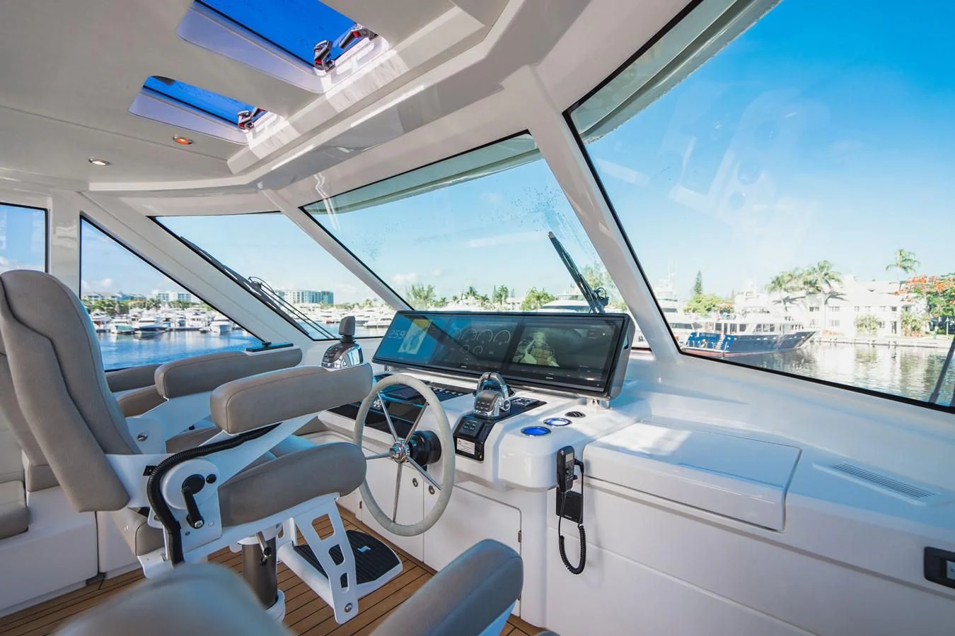 inside of a car aboard PLANE TO SEA Yacht for Sale