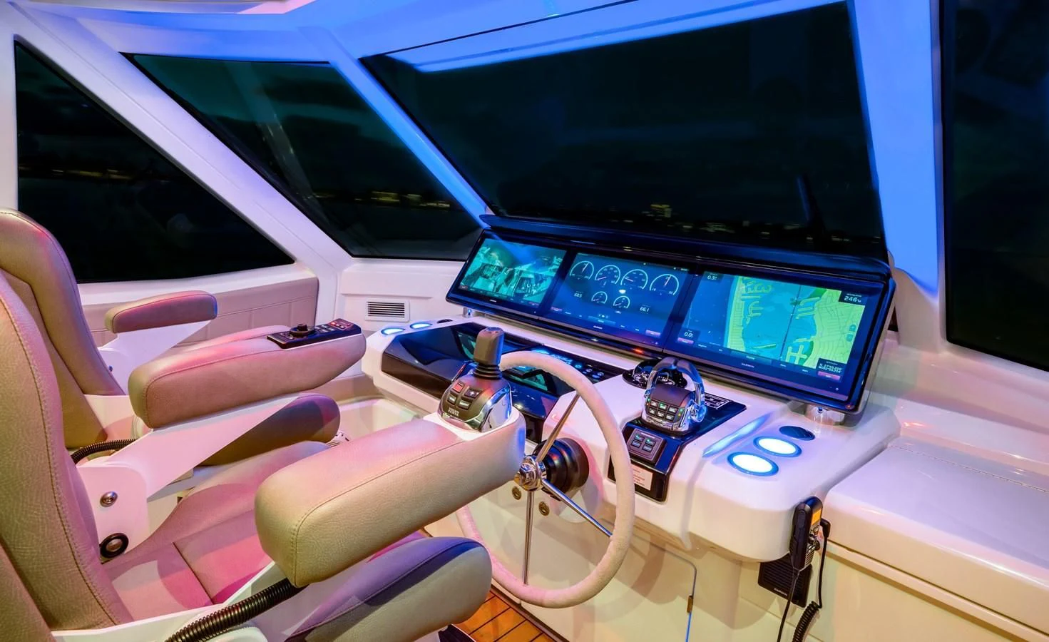 inside of a car aboard PLANE TO SEA Yacht for Sale