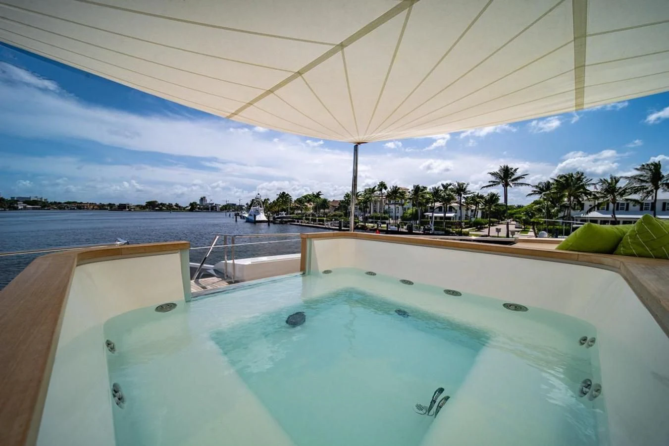 a pool on a beach aboard JICJ Yacht for Sale