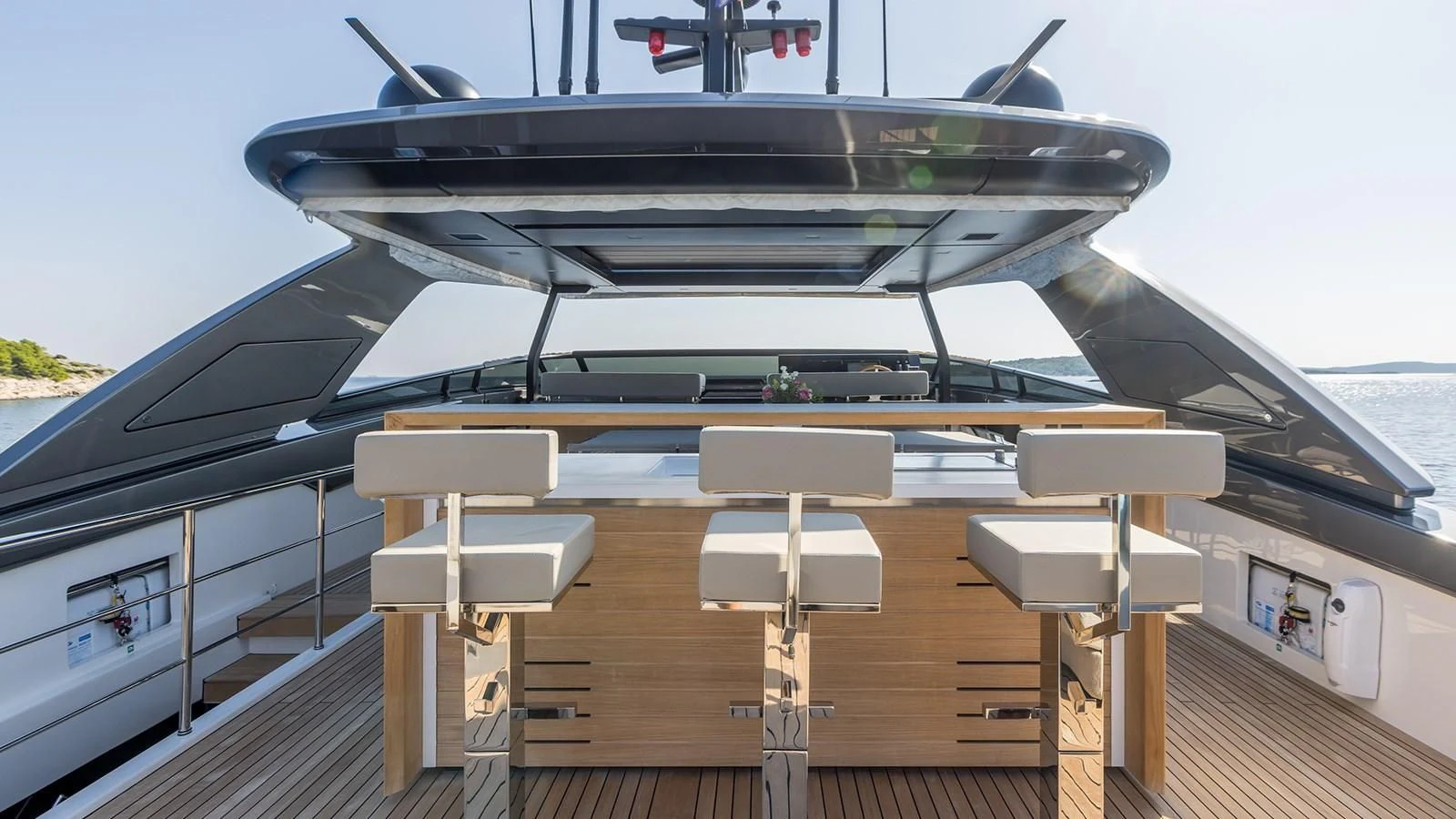 a large black and white boat on a boat aboard JICJ Yacht for Sale