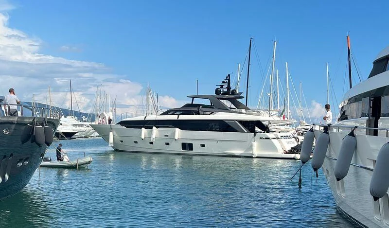 a group of boats are parked in a harbor aboard JICJ Yacht for Sale