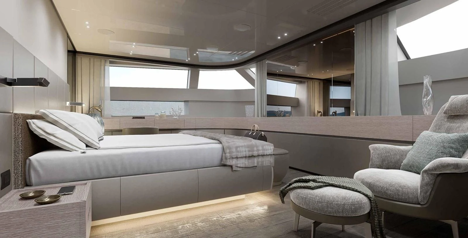 a room with a couch and a table aboard JICJ Yacht for Sale