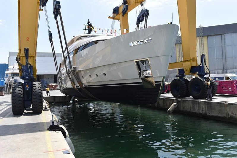 a boat docked at a port aboard JICJ Yacht for Sale