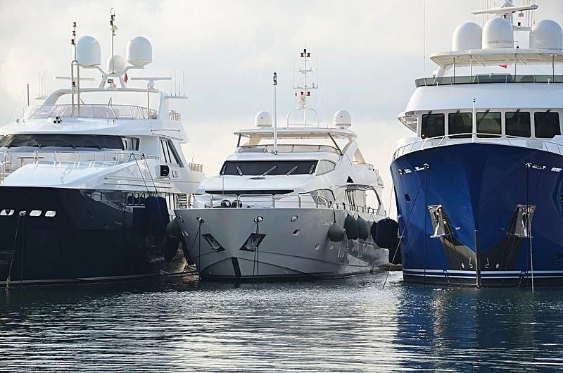 several boats in the water aboard QUO VADIS Yacht for Sale