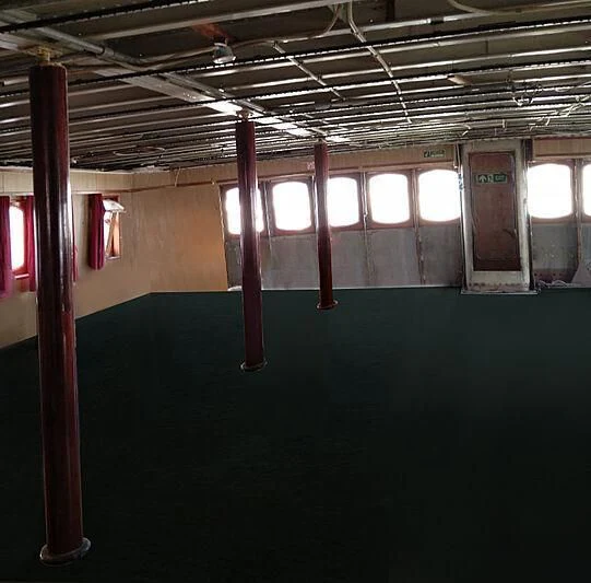 a room with lights aboard EVANGELIYA Yacht for Sale