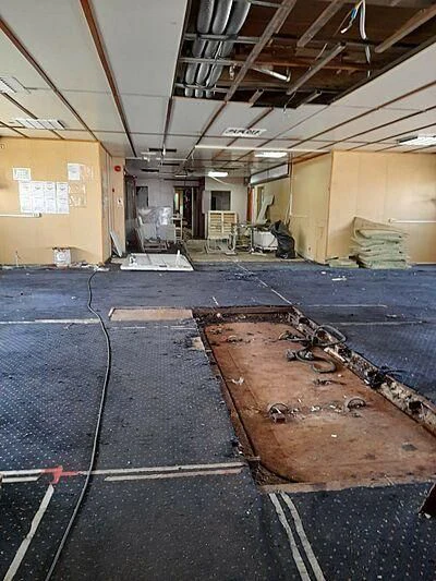 a large metal object in a warehouse aboard EVANGELIYA Yacht for Sale