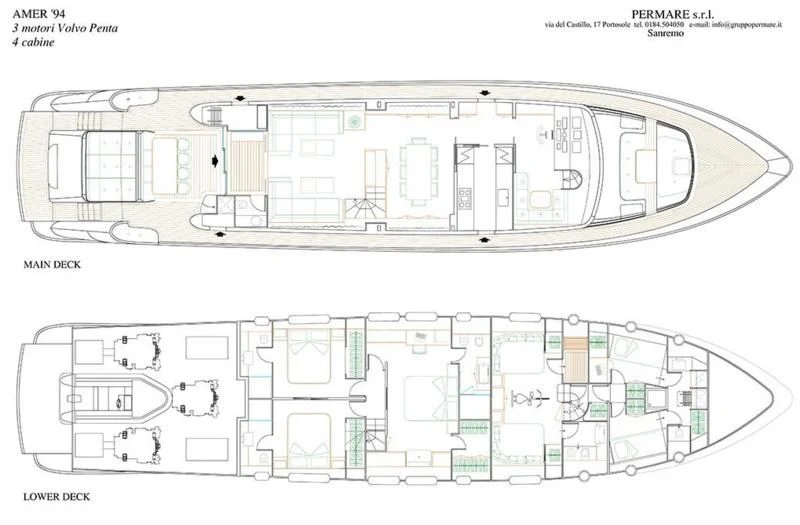 diagram, engineering drawing aboard SEA METRI V Yacht for Sale
