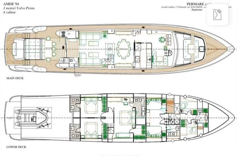 diagram, engineering drawing aboard SEA METRI V Yacht for Sale