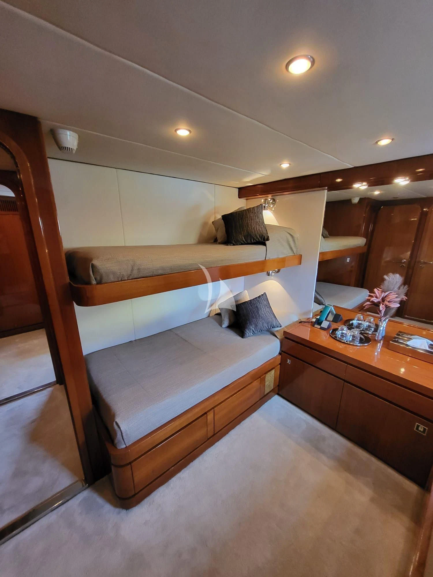 a bed in a room aboard SOUTH PAW C Yacht for Sale
