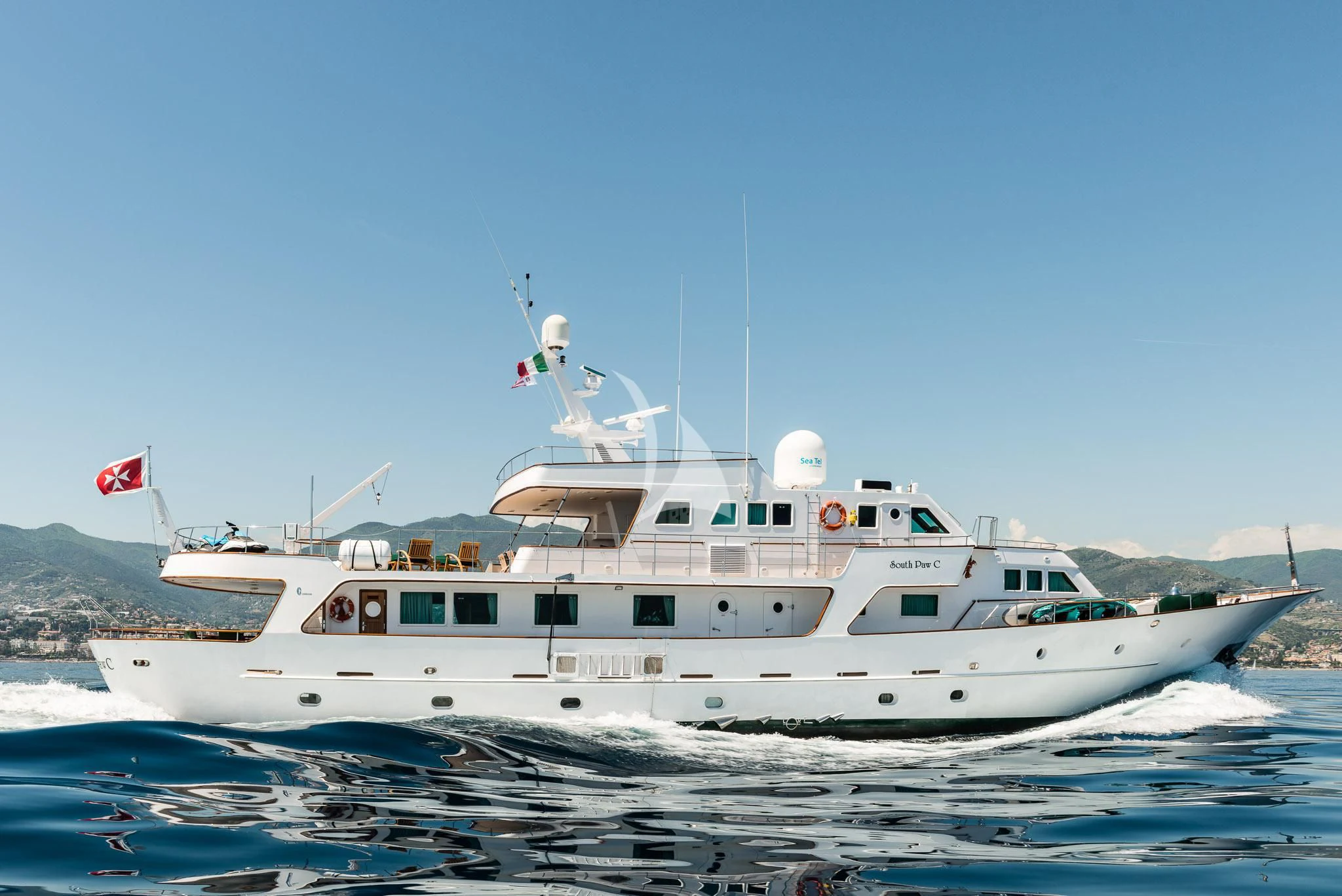 a large white boat aboard SOUTH PAW C Yacht for Sale