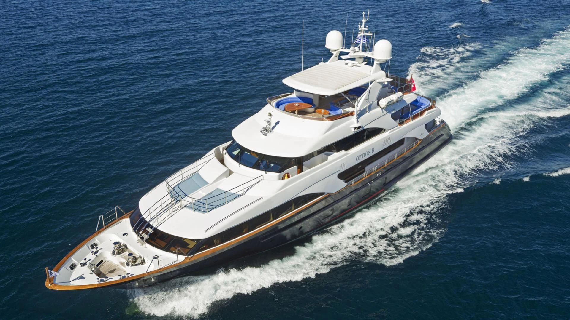 a ship on the water aboard OPTION B Yacht for Charter