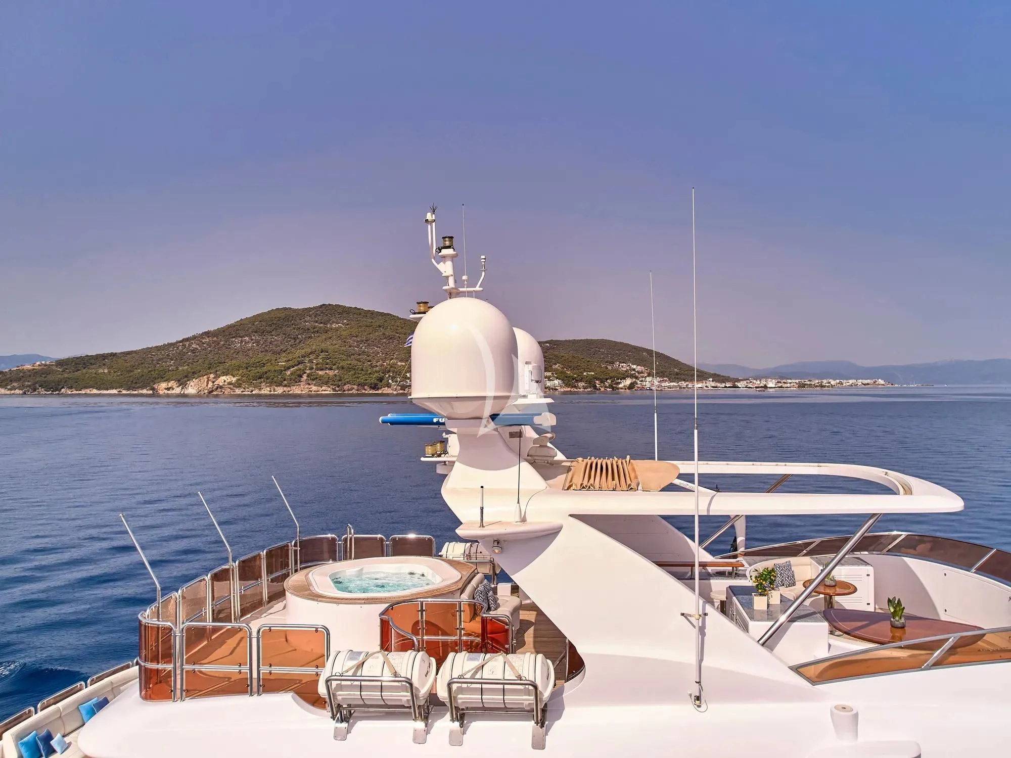 a boat on the water aboard OPTION B Yacht for Charter