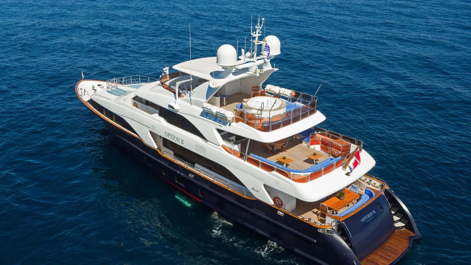 a large ship in the water aboard OPTION B Yacht for Charter