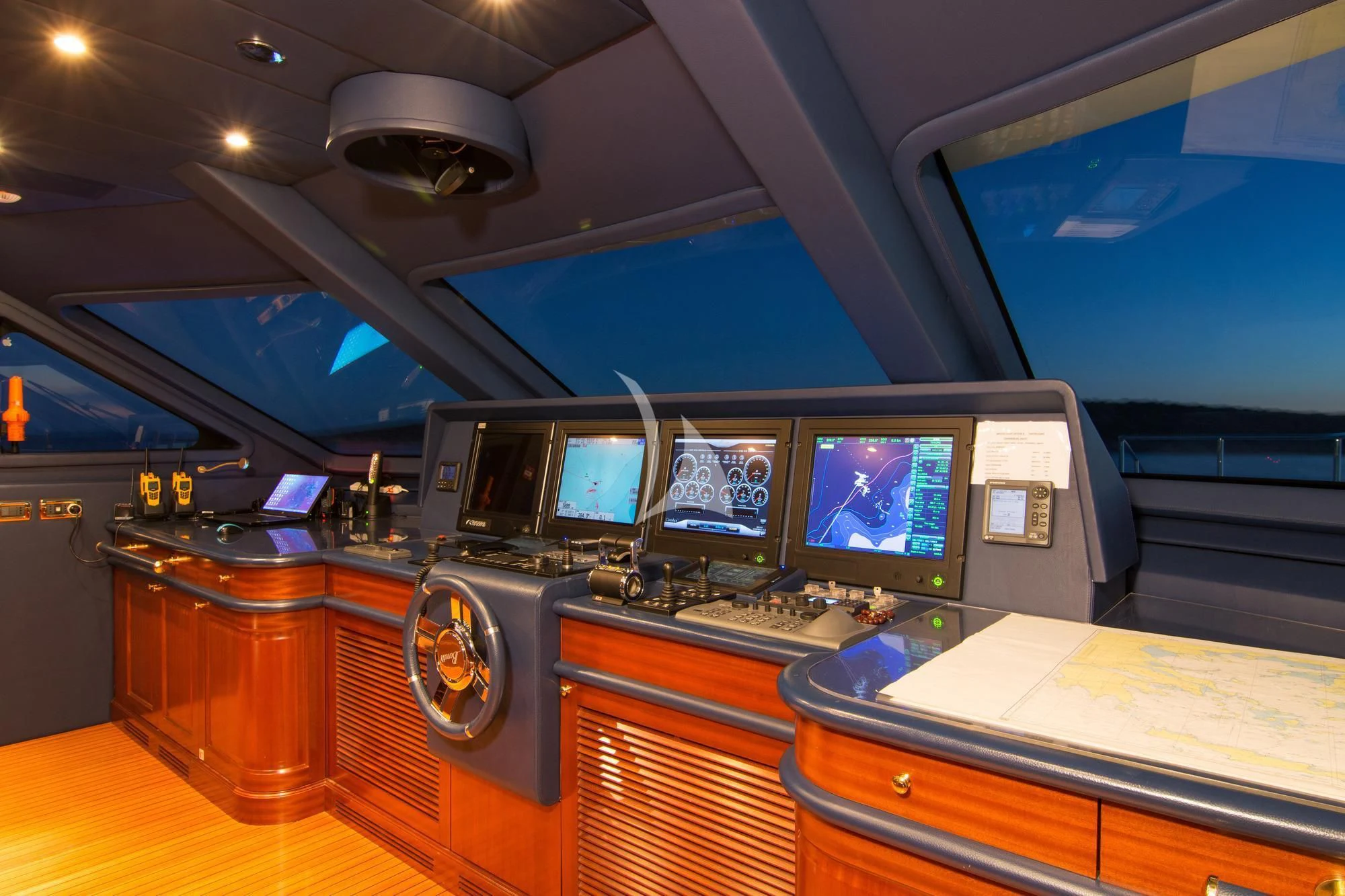 a control panel in a control room aboard OPTION B Yacht for Charter