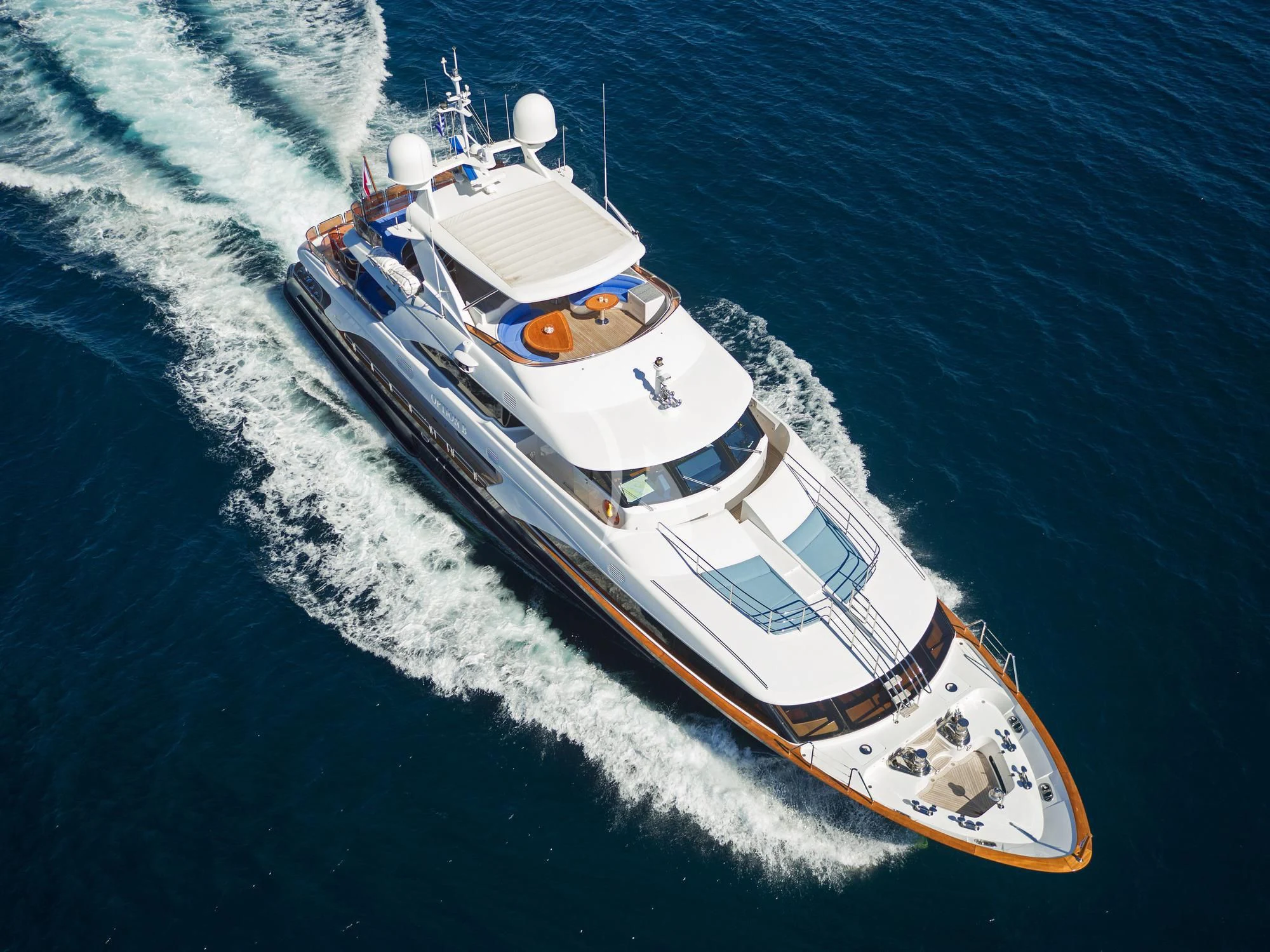 a high angle view of a ship aboard OPTION B Yacht for Charter