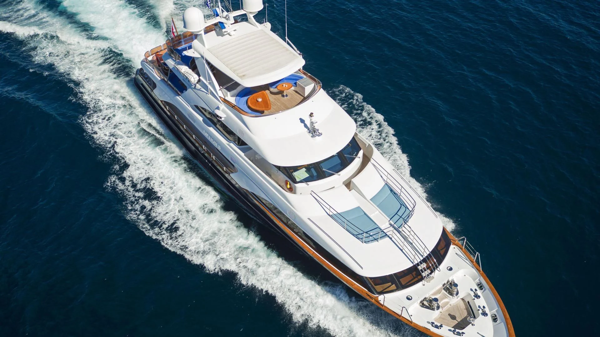 a high angle view of a ship aboard OPTION B Yacht for Charter