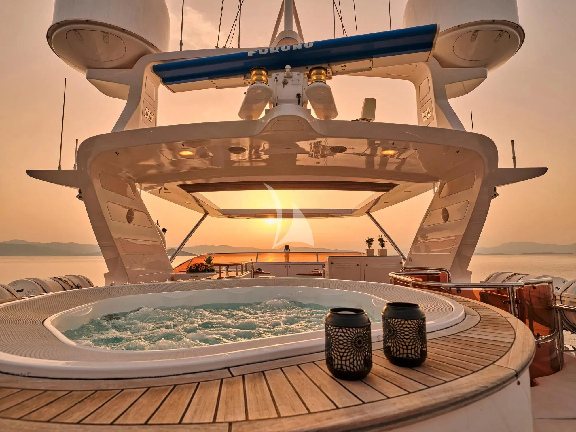 a model of a space ship aboard OPTION B Yacht for Charter