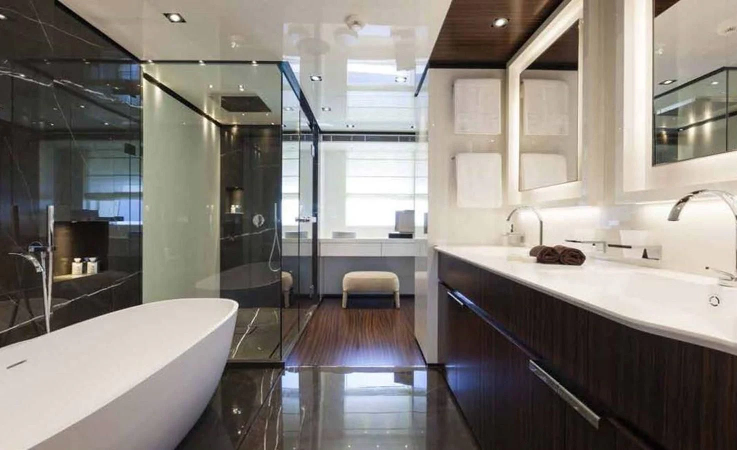 a bathroom with a large shower aboard SIMPLY EIGHT Yacht for Sale