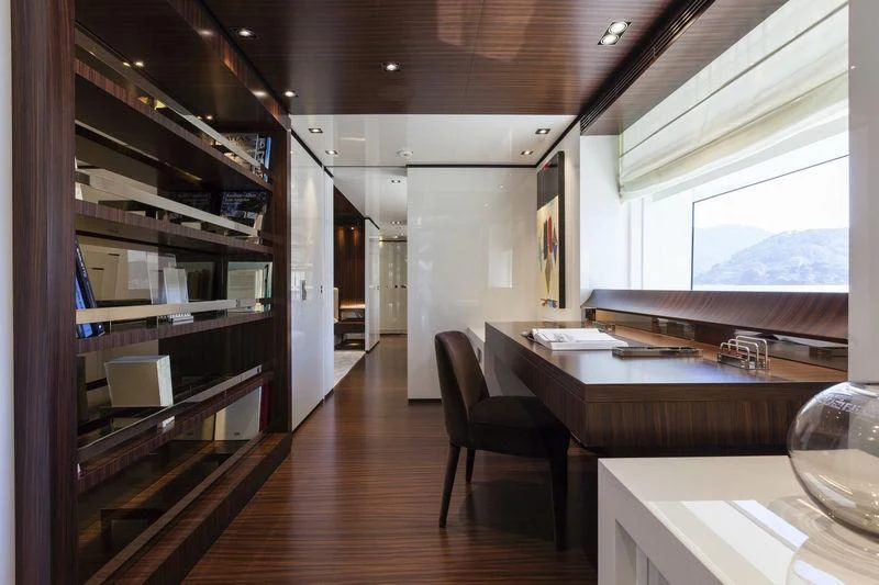 a kitchen with a large island aboard SIMPLY EIGHT Yacht for Sale