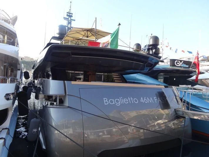 a boat docked at a port aboard SIMPLY EIGHT Yacht for Sale