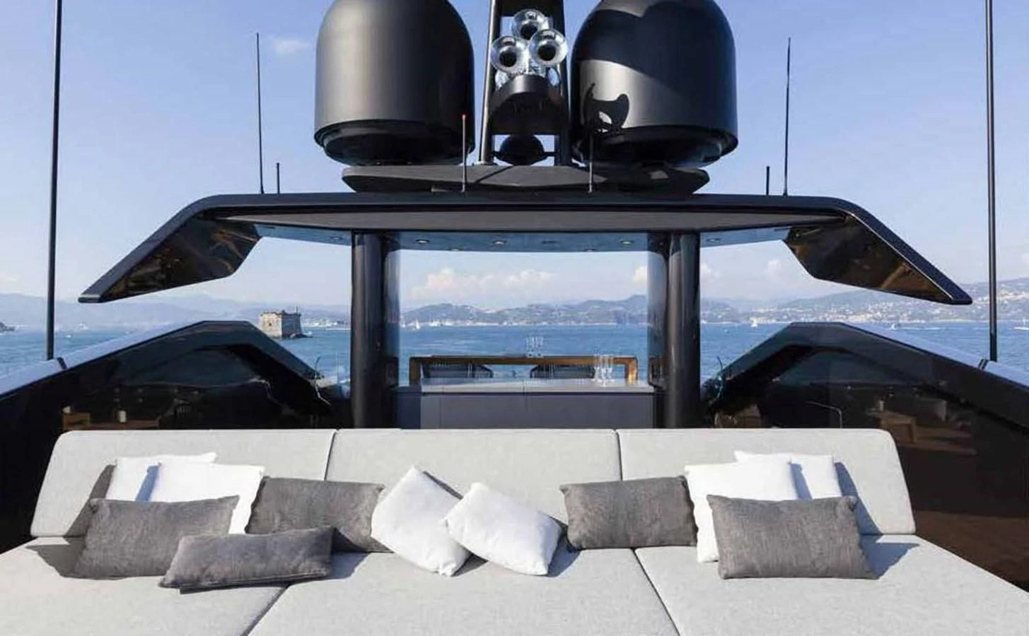 a boat with a large stack of cubes on the front aboard SIMPLY EIGHT Yacht for Sale