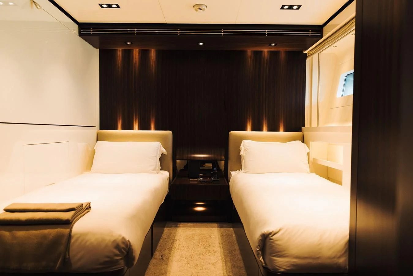 a room with two beds aboard SIMPLY EIGHT Yacht for Sale
