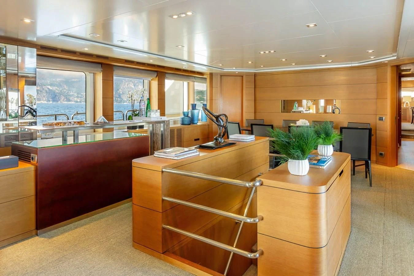a room with a desk and a computer aboard MINA Yacht for Sale