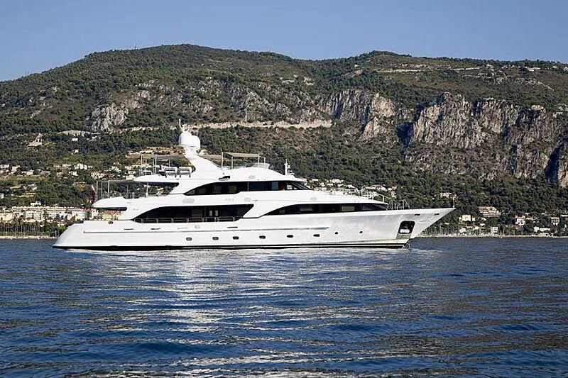 a white yacht in the water aboard MINA Yacht for Sale