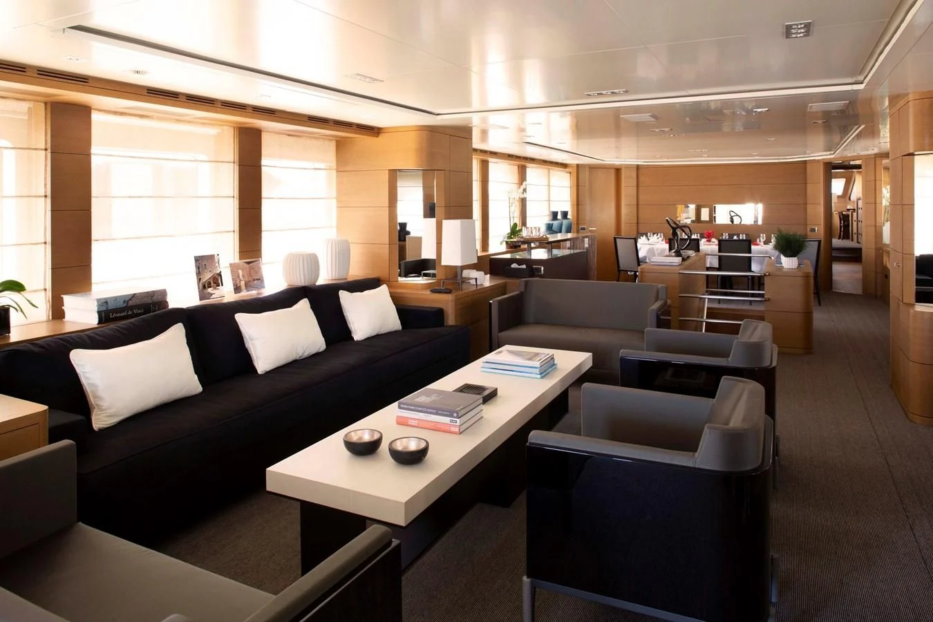 a room with a couch and a table aboard MINA Yacht for Sale