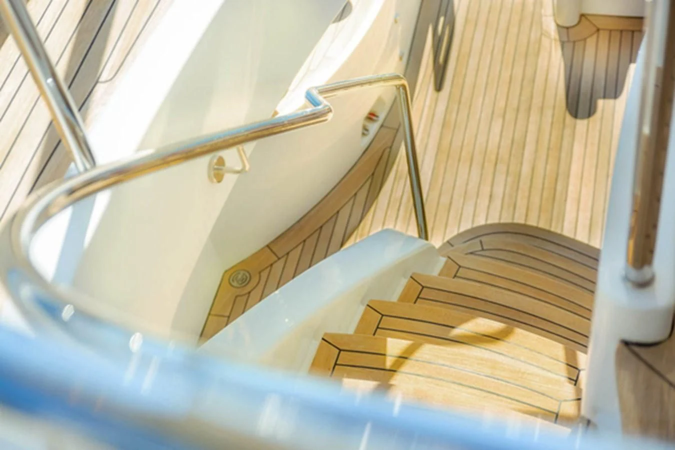a staircase with a railing aboard MINA Yacht for Sale