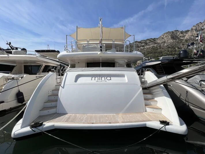 a boat with a canopy aboard MINA Yacht for Sale