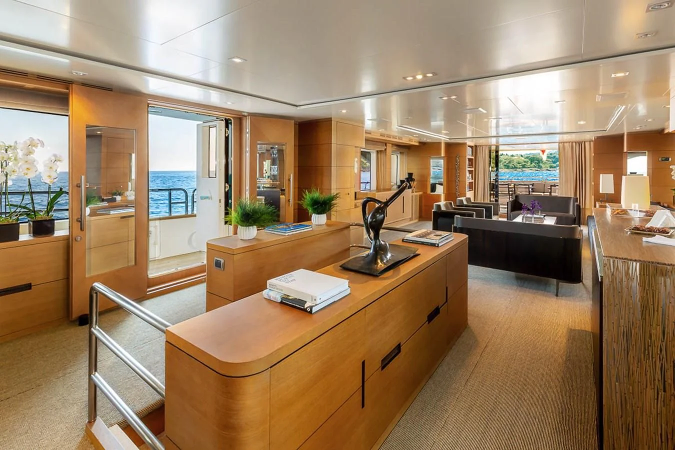a large open office space aboard MINA Yacht for Sale