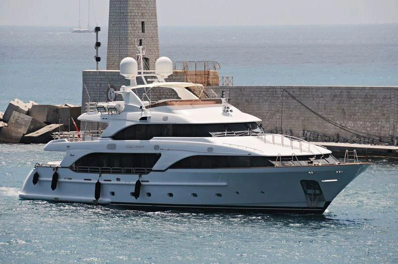 a white yacht in the water aboard MINA Yacht for Sale