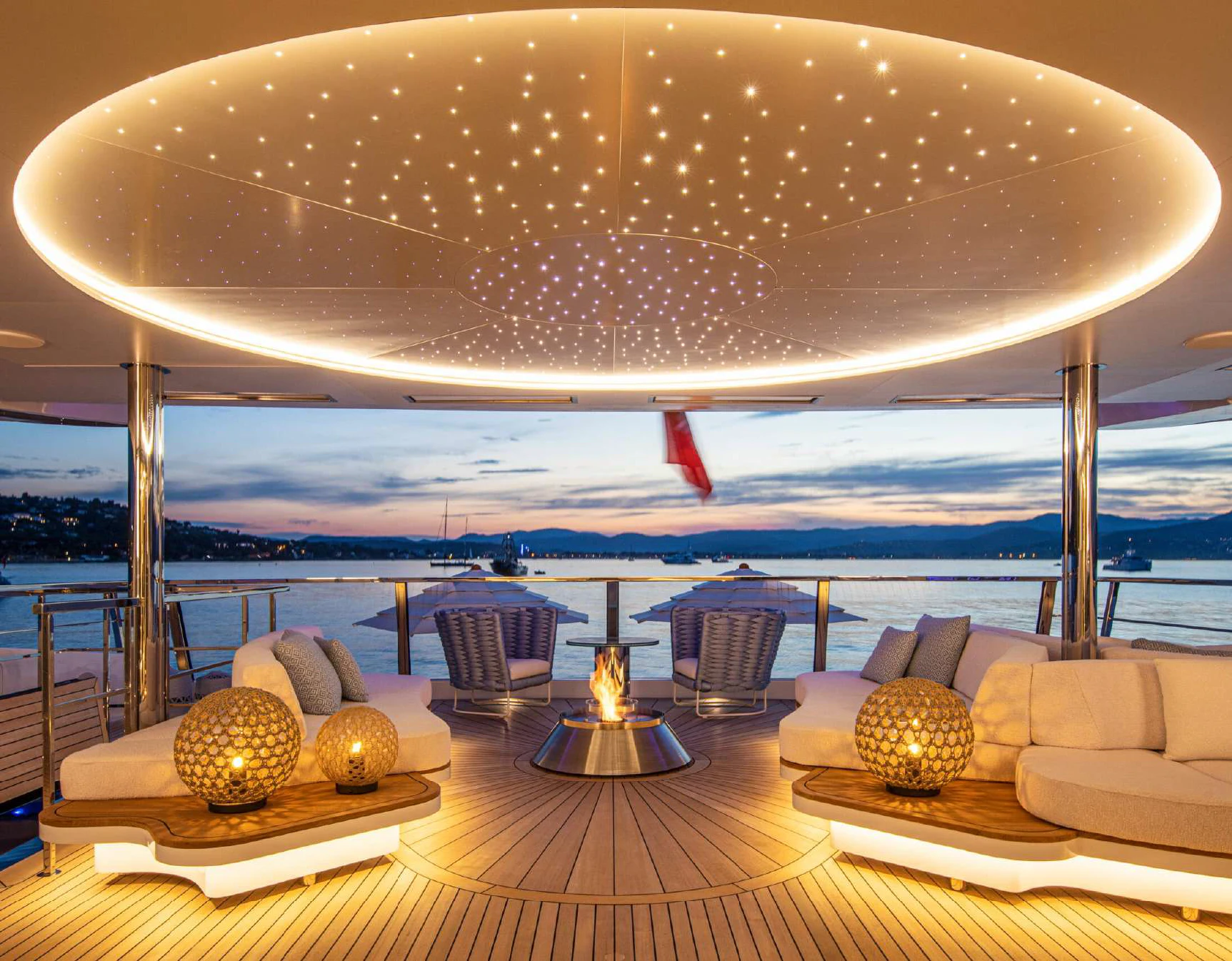 a room with a large white ceiling aboard OCEANBIRD Yacht for Sale