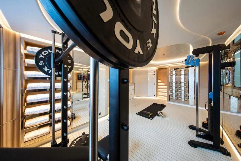 a large machine inside a building aboard OCEANBIRD Yacht for Sale