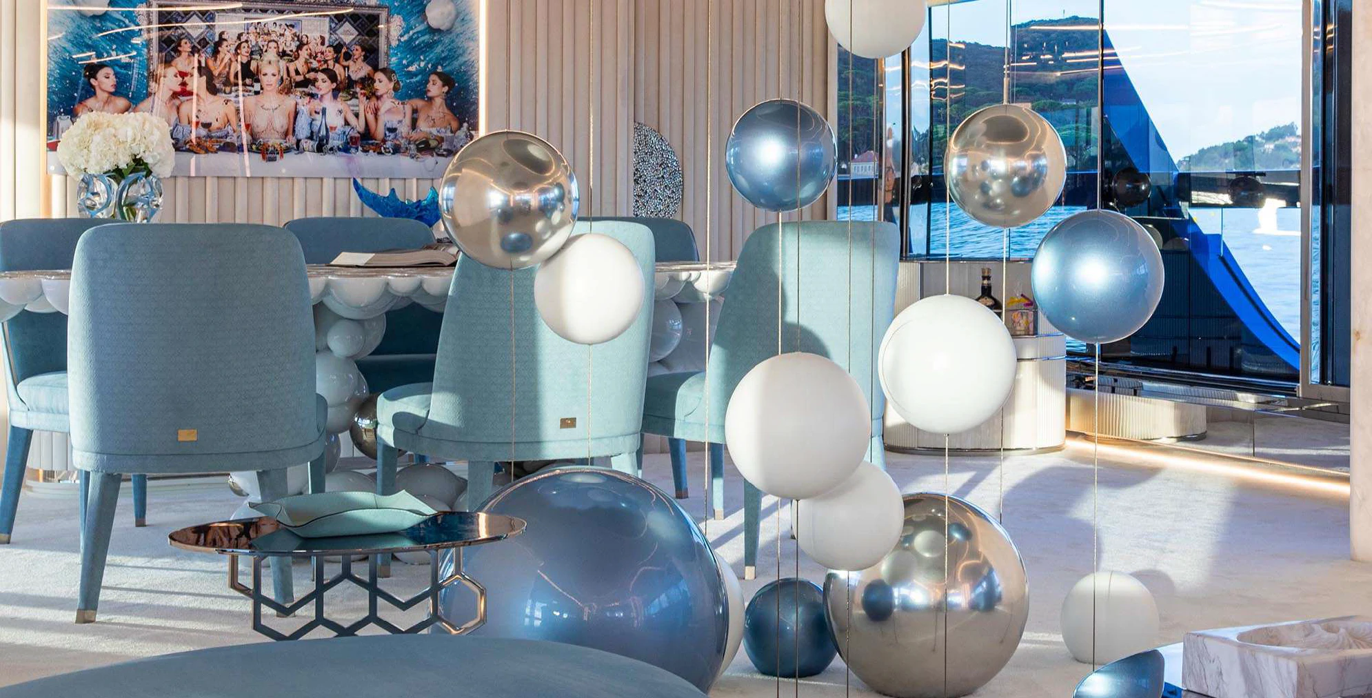 a group of white round objects aboard OCEANBIRD Yacht for Sale