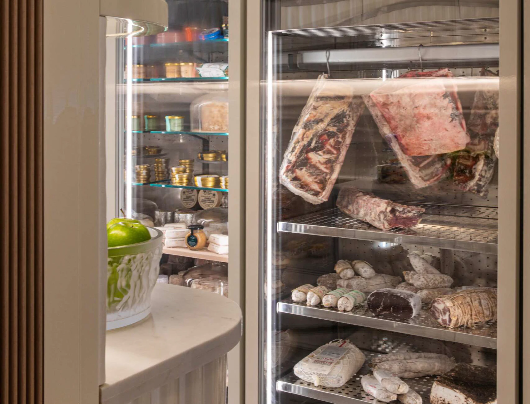 a refrigerator with food aboard OCEANBIRD Yacht for Sale