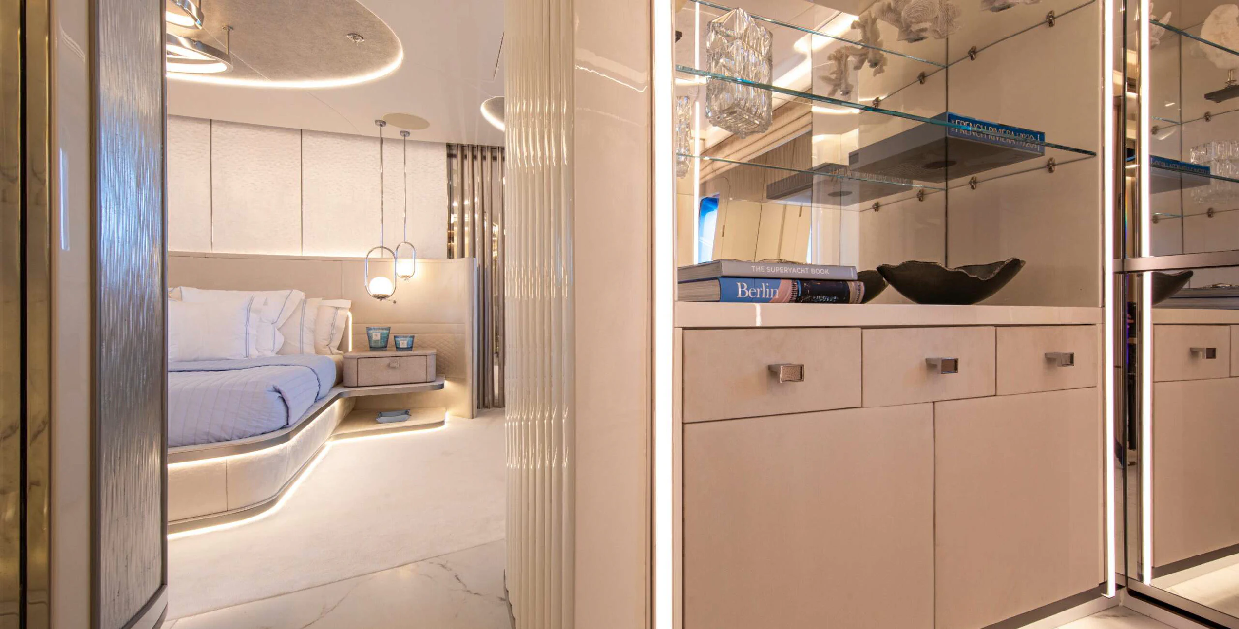 a room with a bed and a sink aboard OCEANBIRD Yacht for Sale