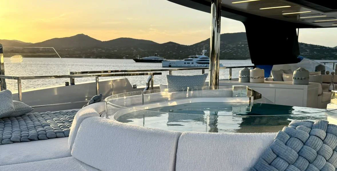 a large swimming pool aboard OCEANBIRD Yacht for Sale