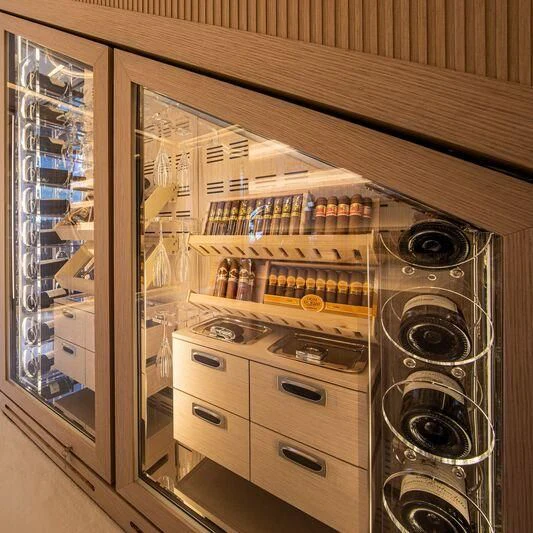 a machine with many bottles inside aboard OCEANBIRD Yacht for Sale