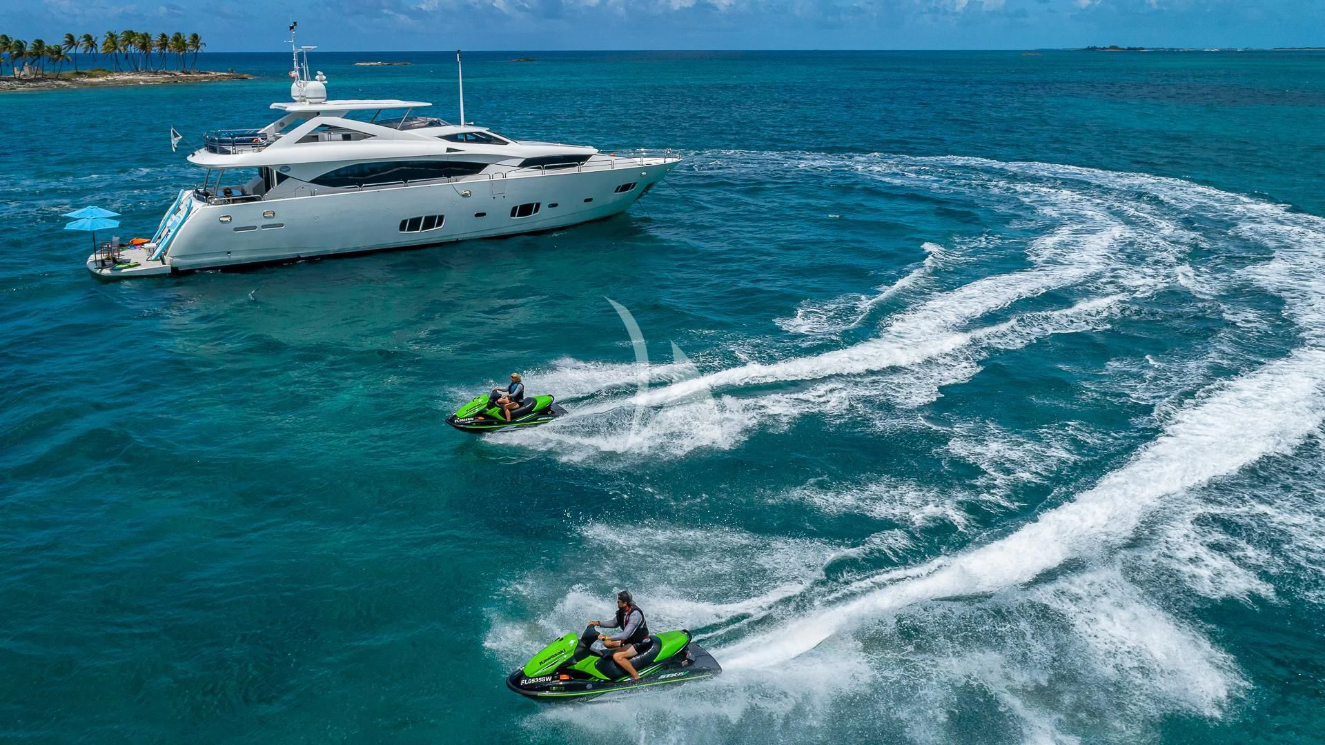 a boat and a boat in the water aboard EMRYS Yacht for Sale