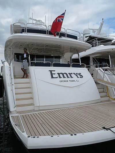 a person standing on a boat aboard EMRYS Yacht for Sale