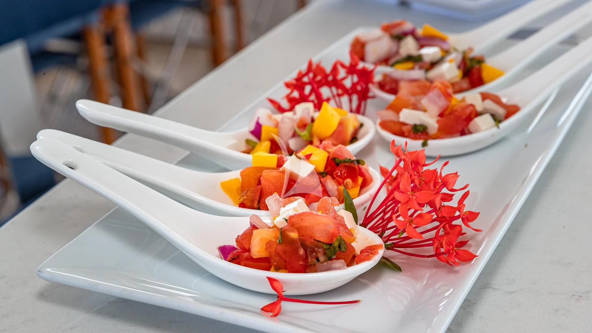 a plate of food aboard EMRYS Yacht for Sale