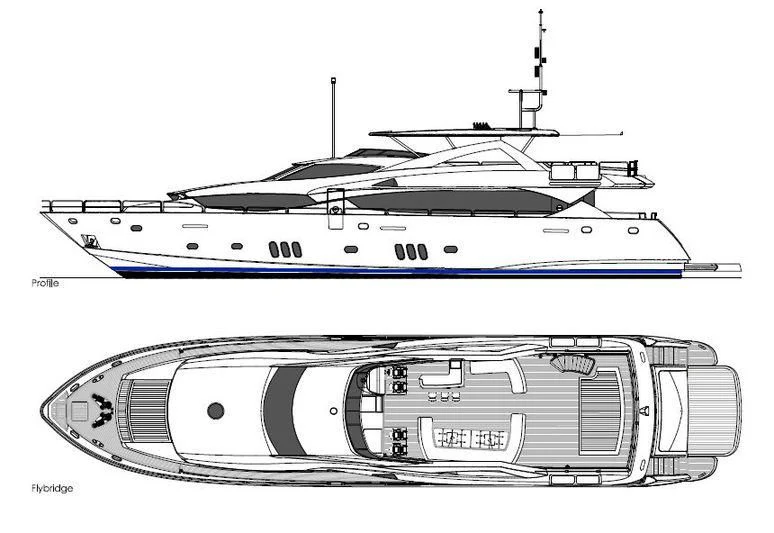 diagram, engineering drawing aboard EMRYS Yacht for Sale