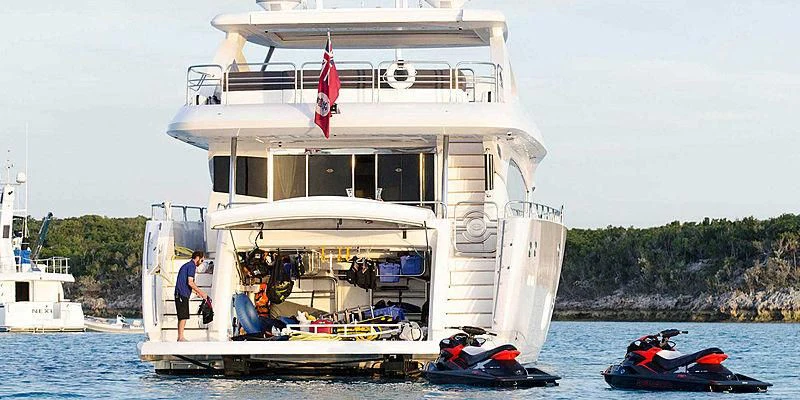 a boat with a person on it aboard EMRYS Yacht for Sale