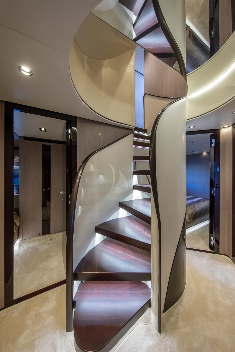 a staircase in a building aboard CLOUDY BAY Yacht for Sale