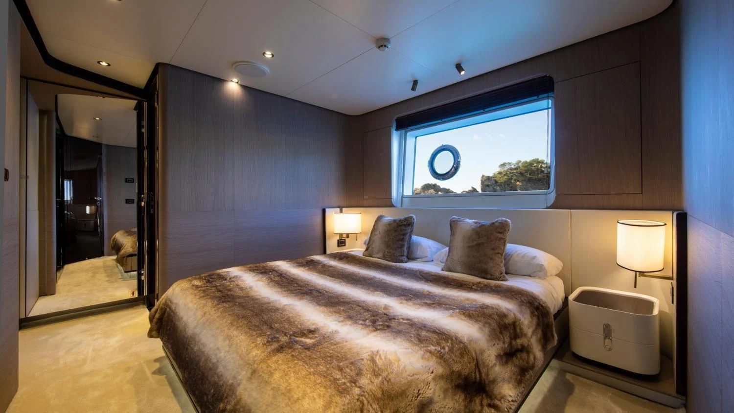 a bed in a room aboard CLOUDY BAY Yacht for Sale