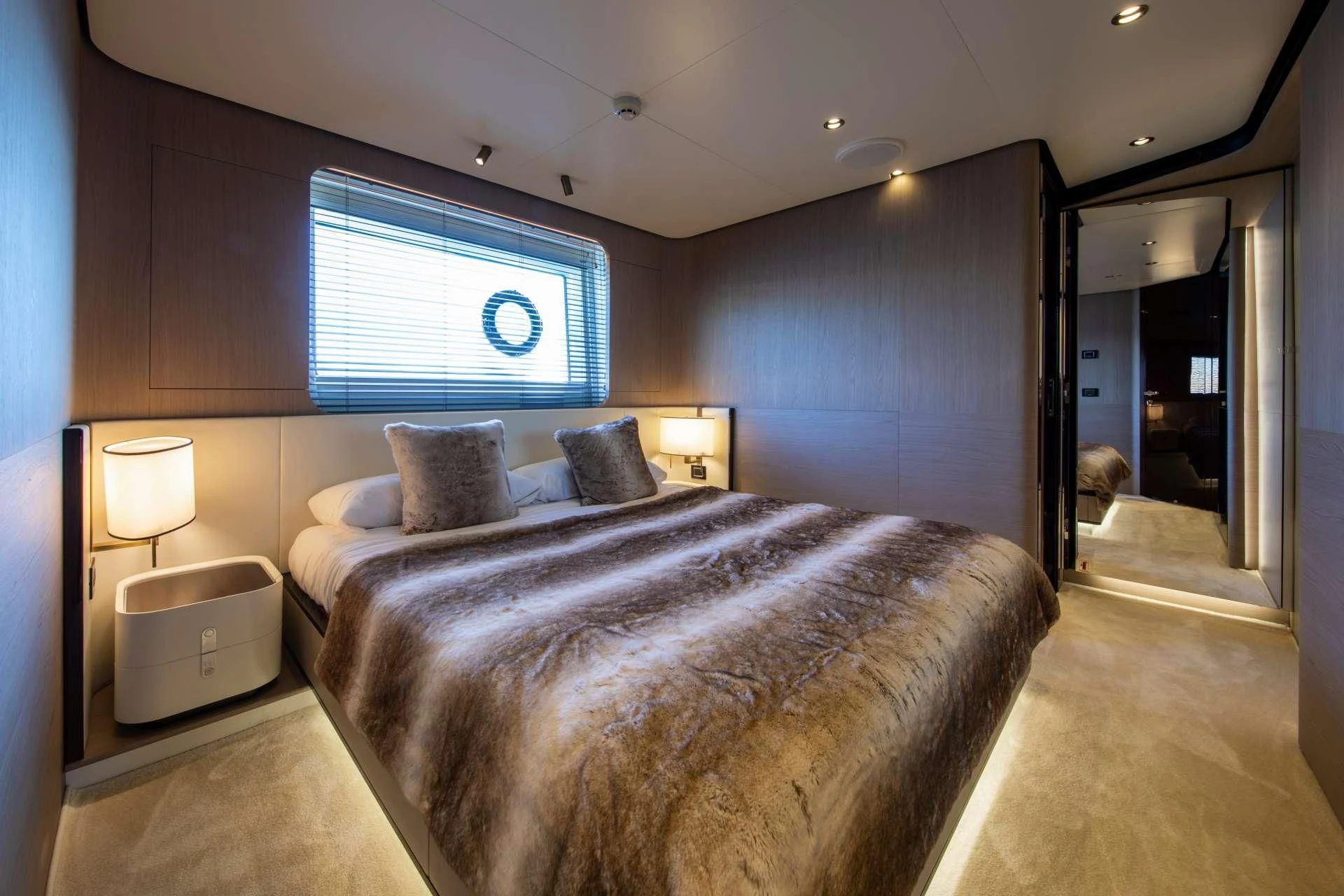 a bed in a room aboard CLOUDY BAY Yacht for Sale